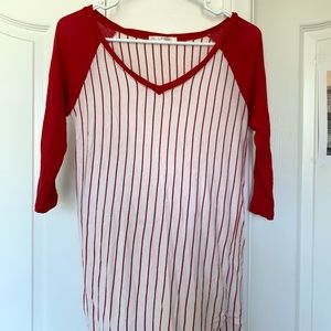 red baseball tee